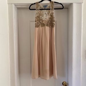 Anthropologie | beaded midi silk dress